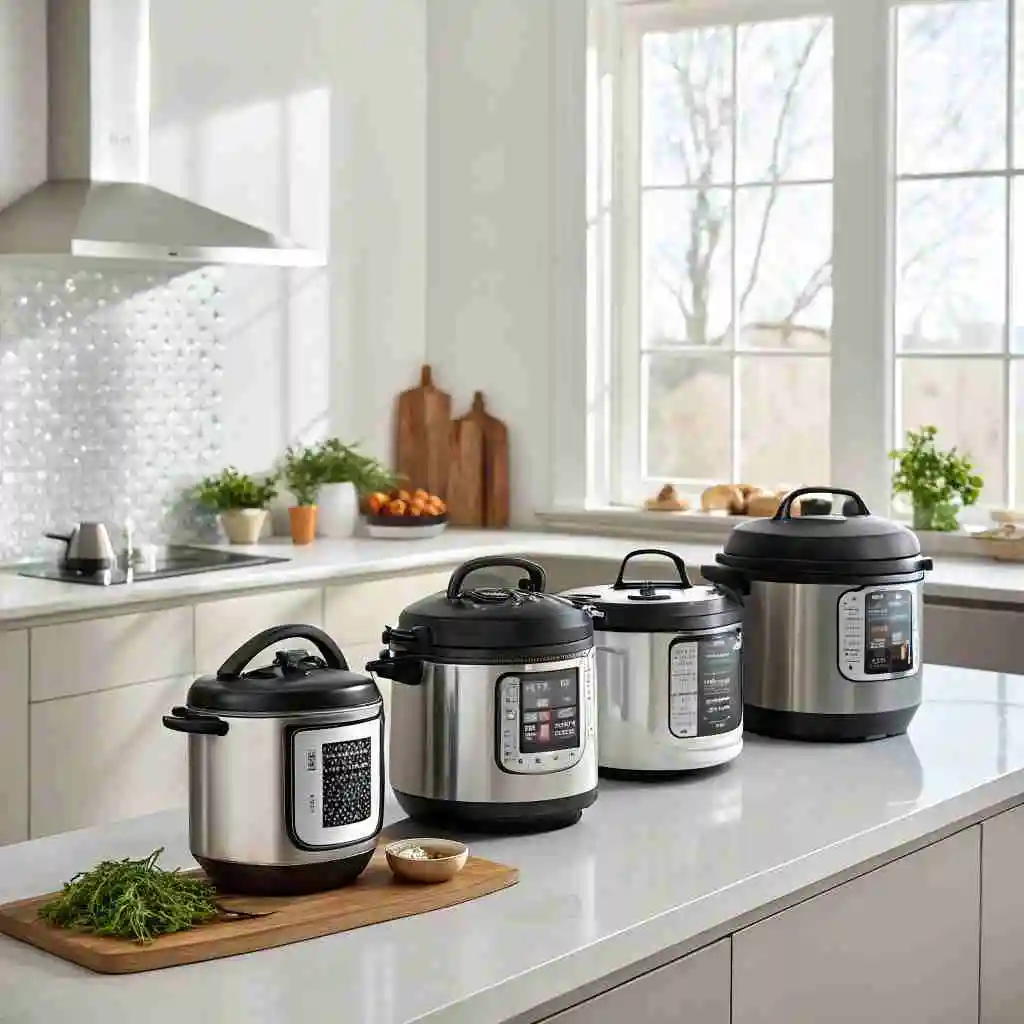 est Instant Pot comparison models in kitchen